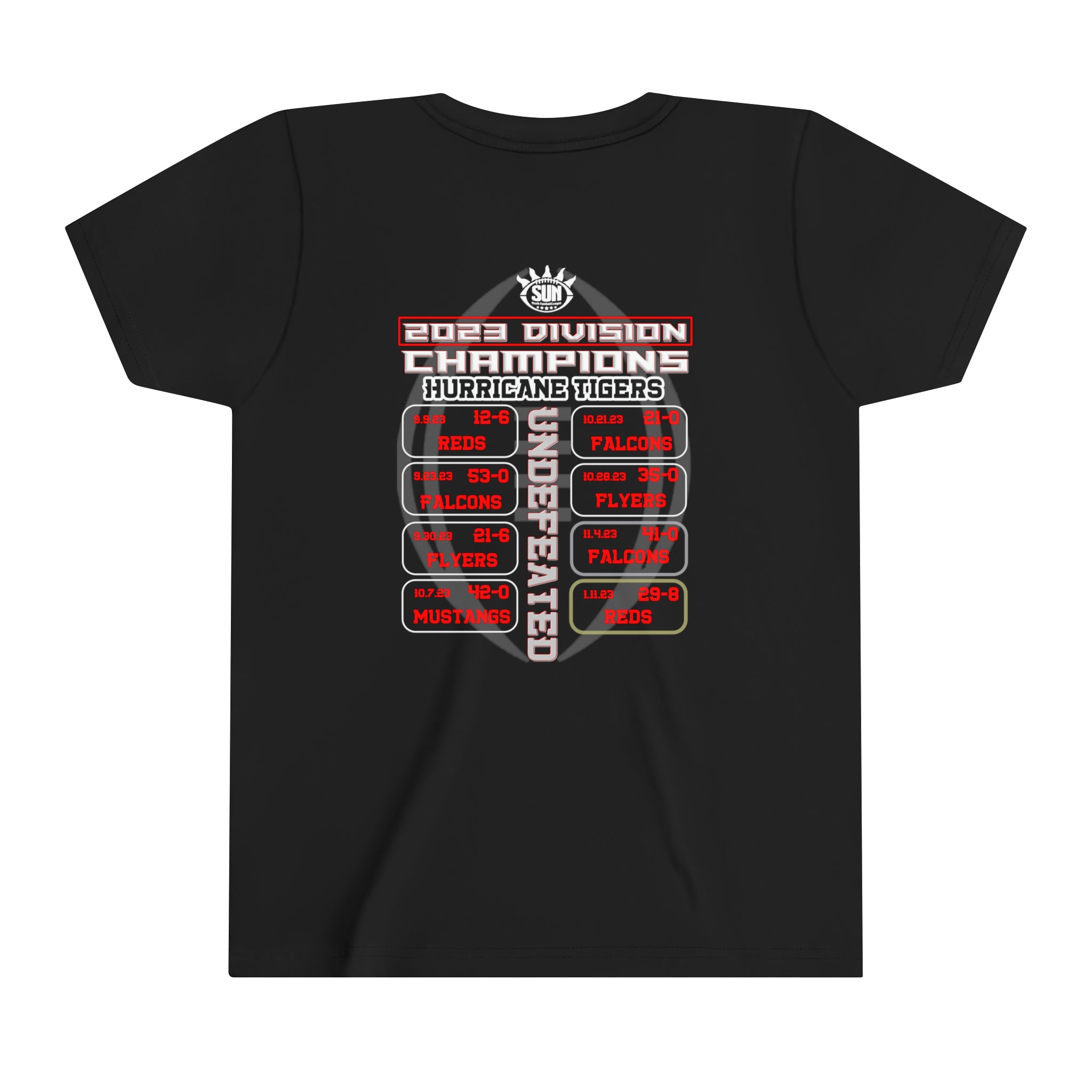 Hurricane Tigers Football UNDEFEATED Youth T-Shirt