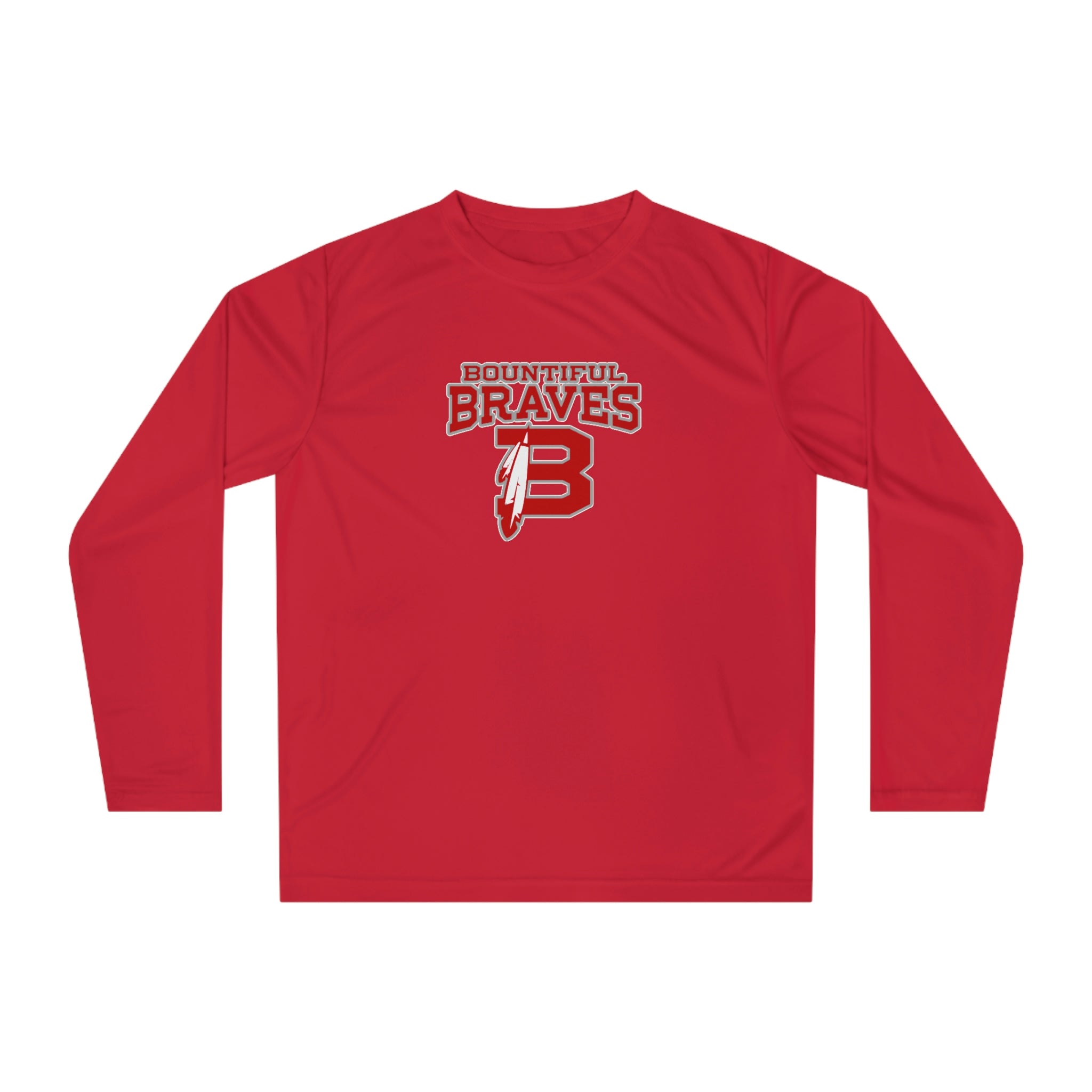 Braves Feather Long Sleeve Performance Shirt - Single Side